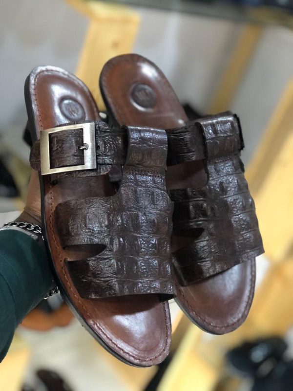 Brown Buckle Slippers