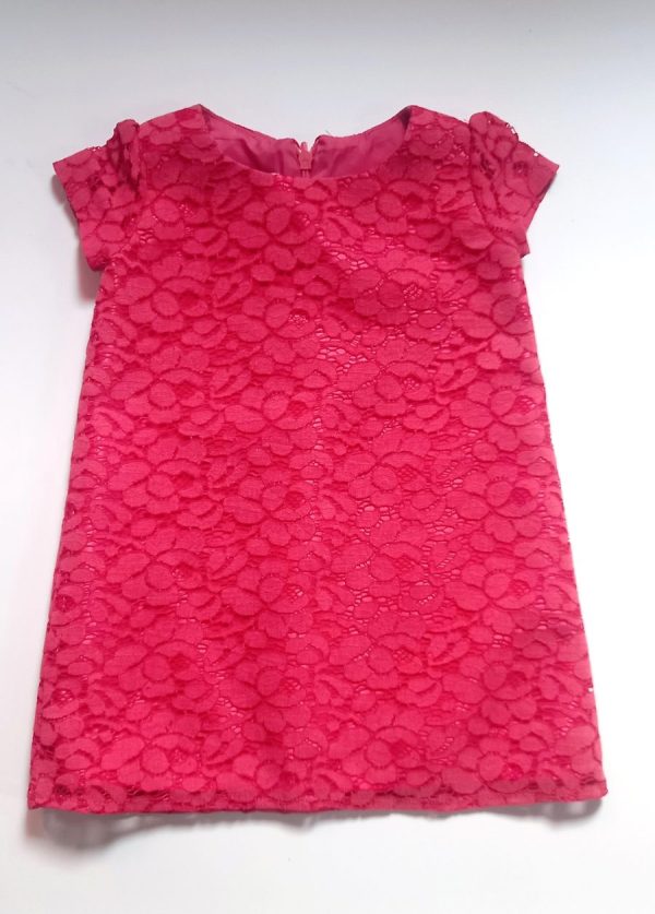 Girls' Coral Lace Dress - Image 2