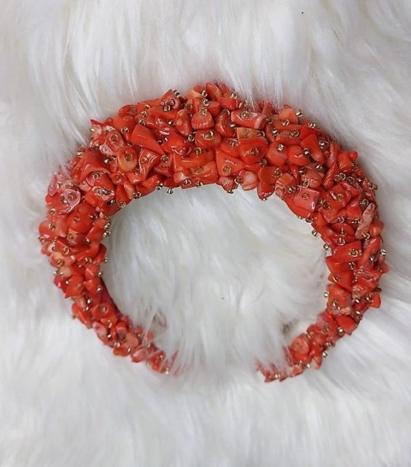 Beaded Coral Headband