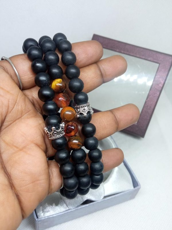 Brown Crown Onyx Bracelet Stack