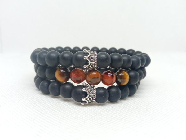 Brown Crown Onyx Bracelet Stack - Image 2