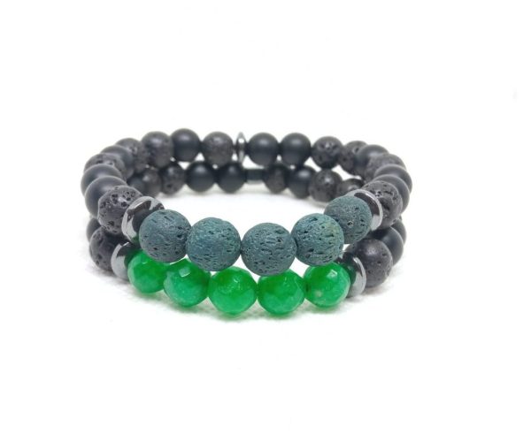 The Green Obsidian Ruffle Bracelet Set