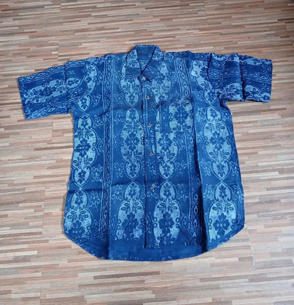 Adire Eleko shirt -Blue - Image 2