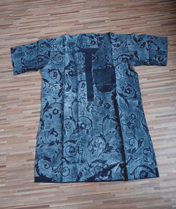 Adire Eleko shirt -Blue - Image 4