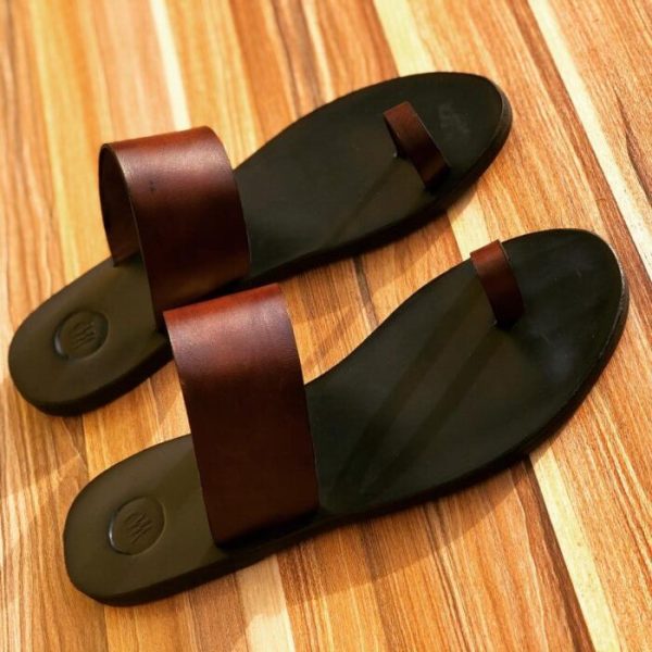 Brown Toe Leather Slippers