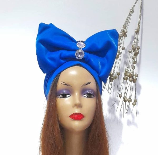 Blue Bow Turban Cap