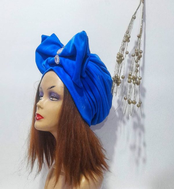 Blue Bow Turban Cap - Image 2