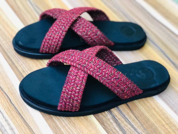 Mixed Red Leather Slippers