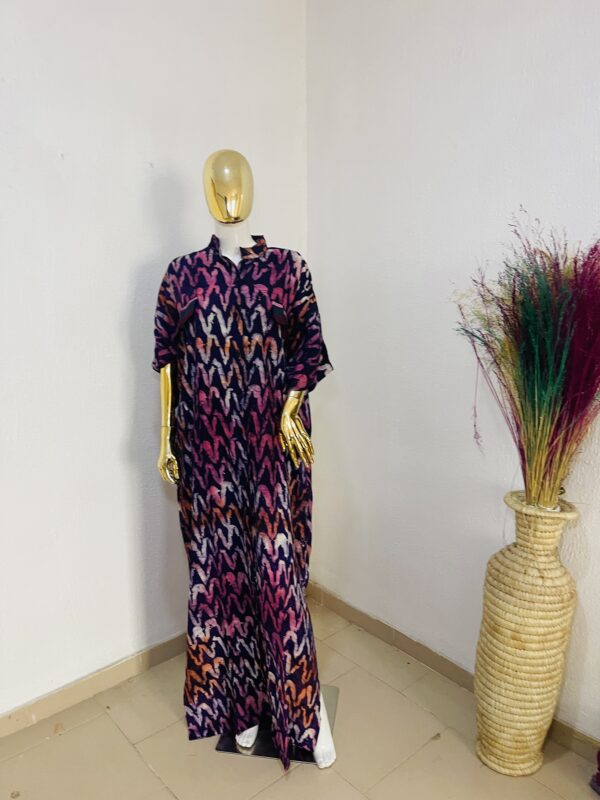 Luxury Adire Crepe Kaftan Shirt Dress - Image 5