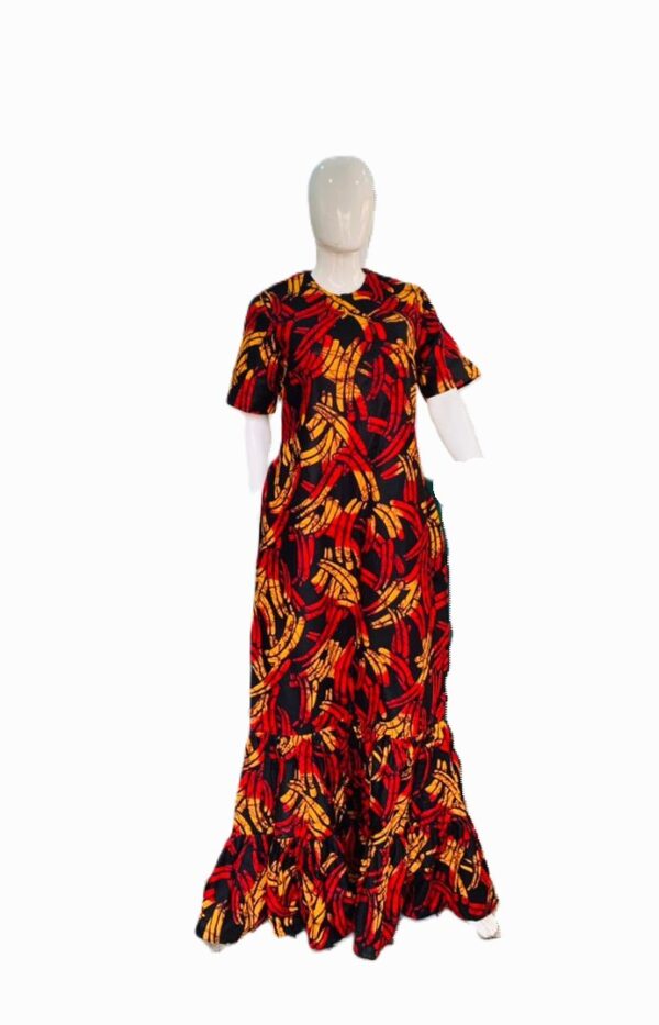 BIBI Red Ankara Full Dress - Image 2